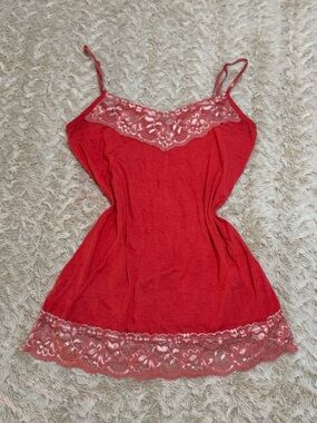 Red lace babydoll top with adjustable straps Size S